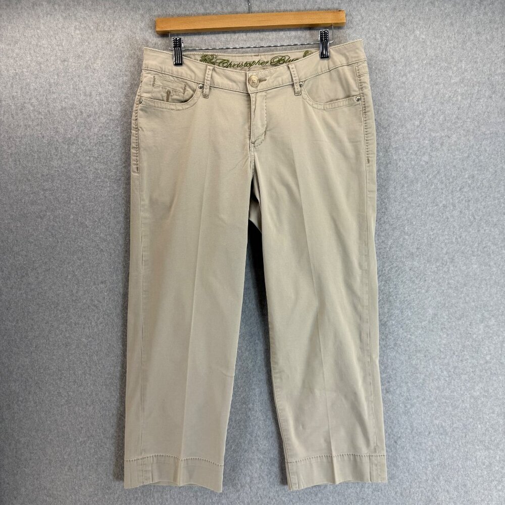 Christopher Blue Womens Cropped Khaki‎ Tan Pants Classic Casual Capri Size 10